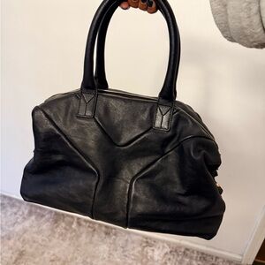 Yves Saint Laurent Black Leather Top-Handle Tote
